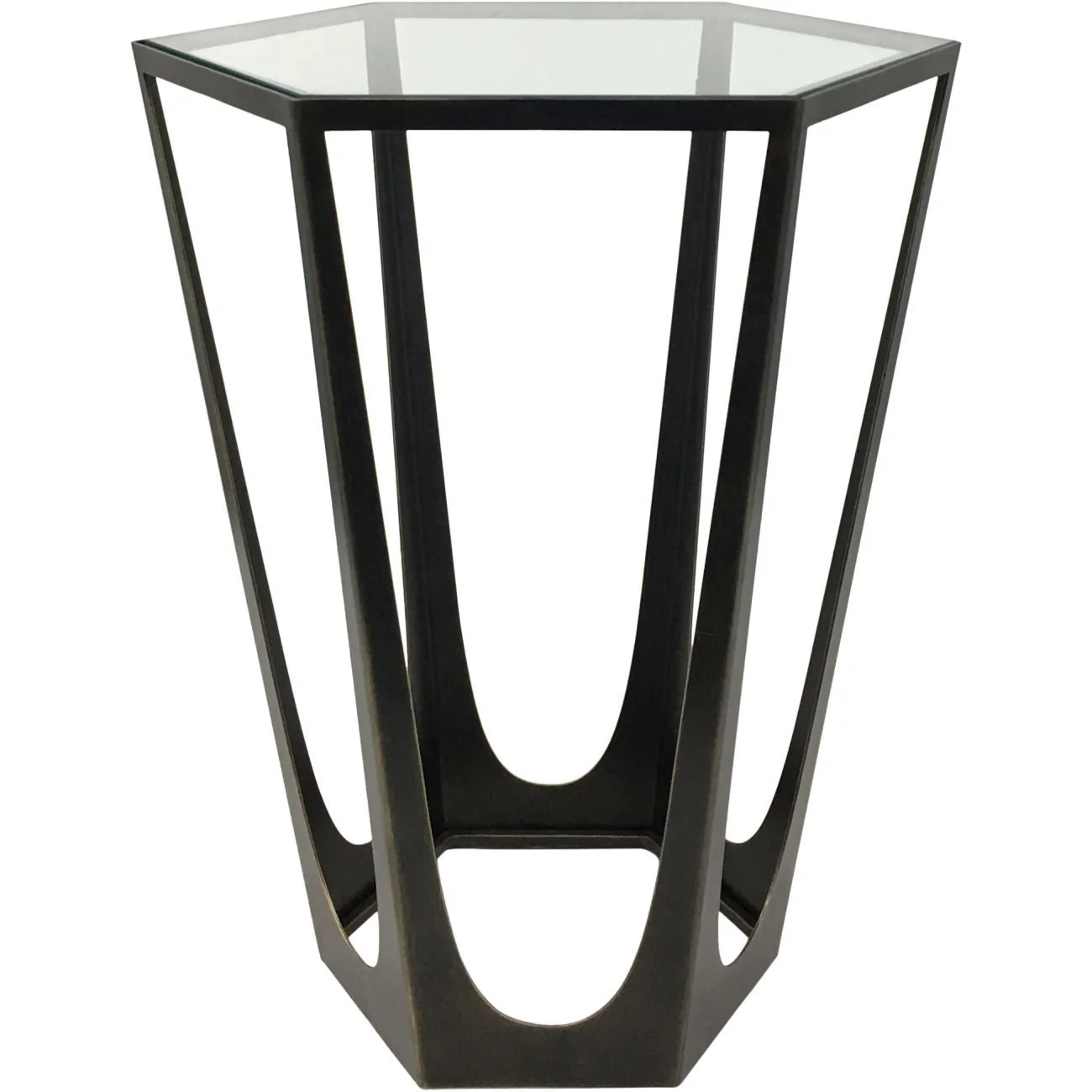 Catalan Bronze Gilded Side Table with Glass Top - Image 2