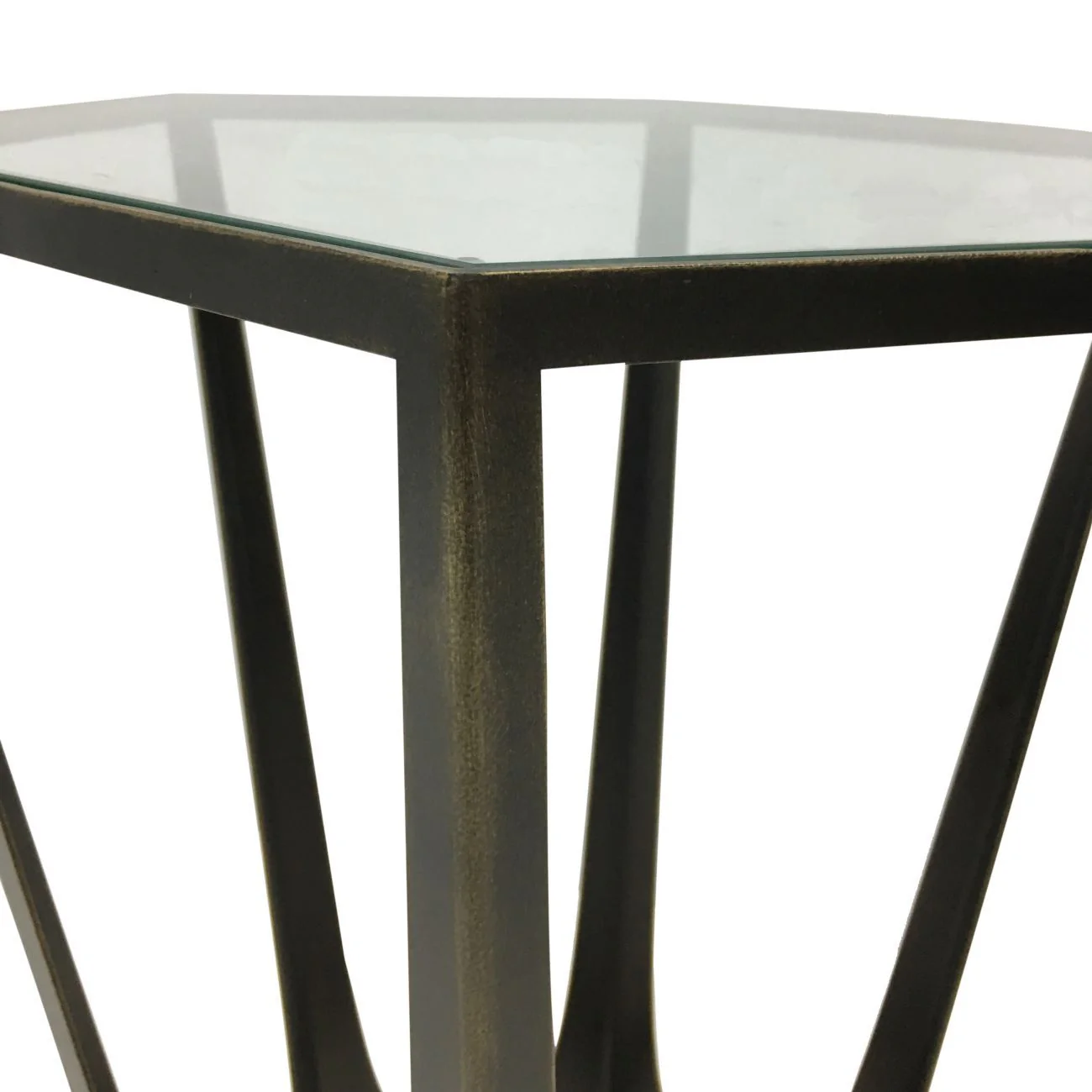Catalan Bronze Gilded Side Table with Glass Top - Image 4