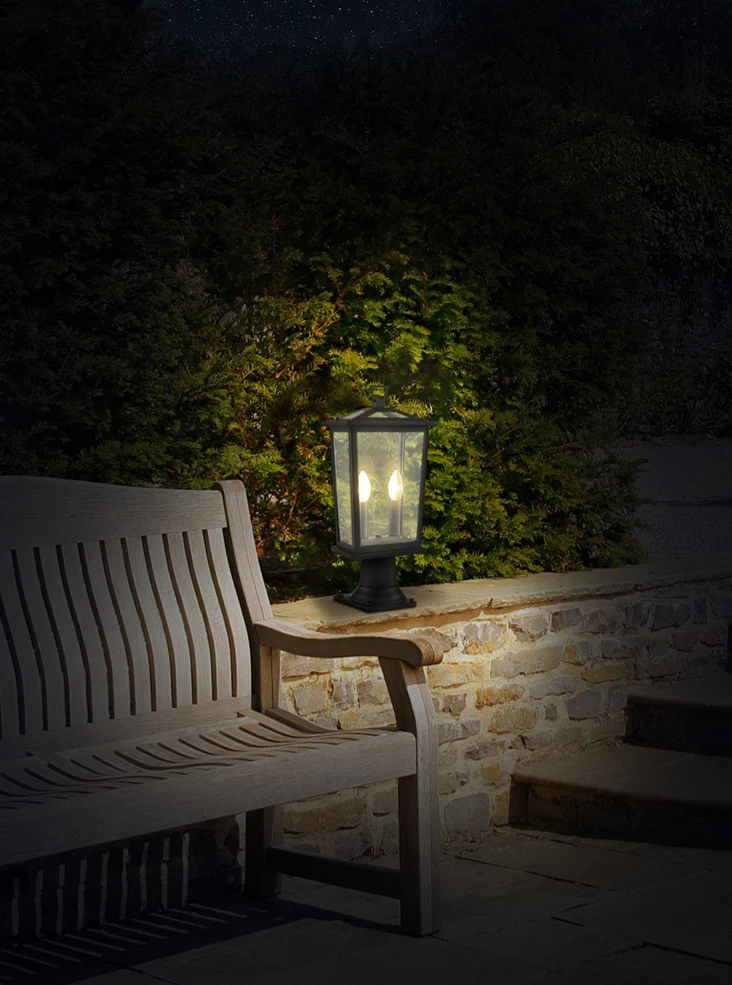 Catherby 2Lt Exterior Pedestal In Matt Black - Image 3