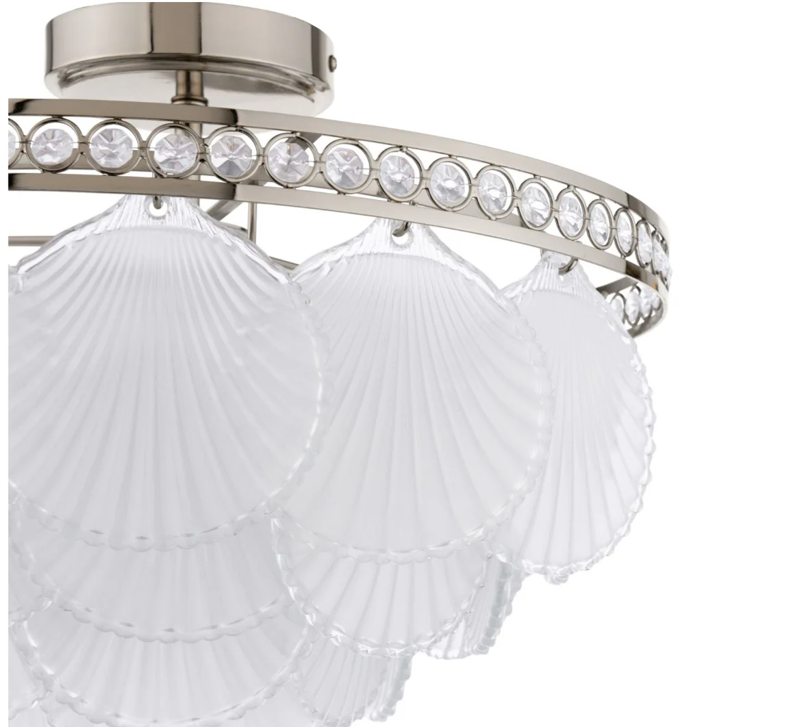 Caverton 4 Lt Semi-Flush Light- Polished Nickel and White Glass - Image 2