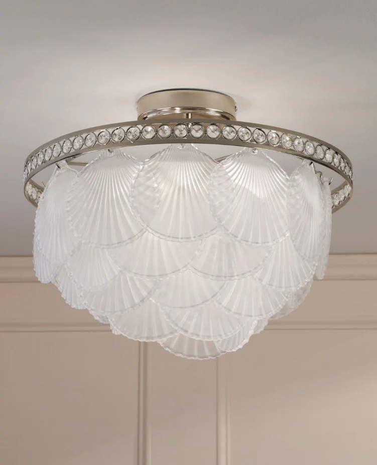 Caverton 4 Lt Semi-Flush Light- Polished Nickel and White Glass - Image 4