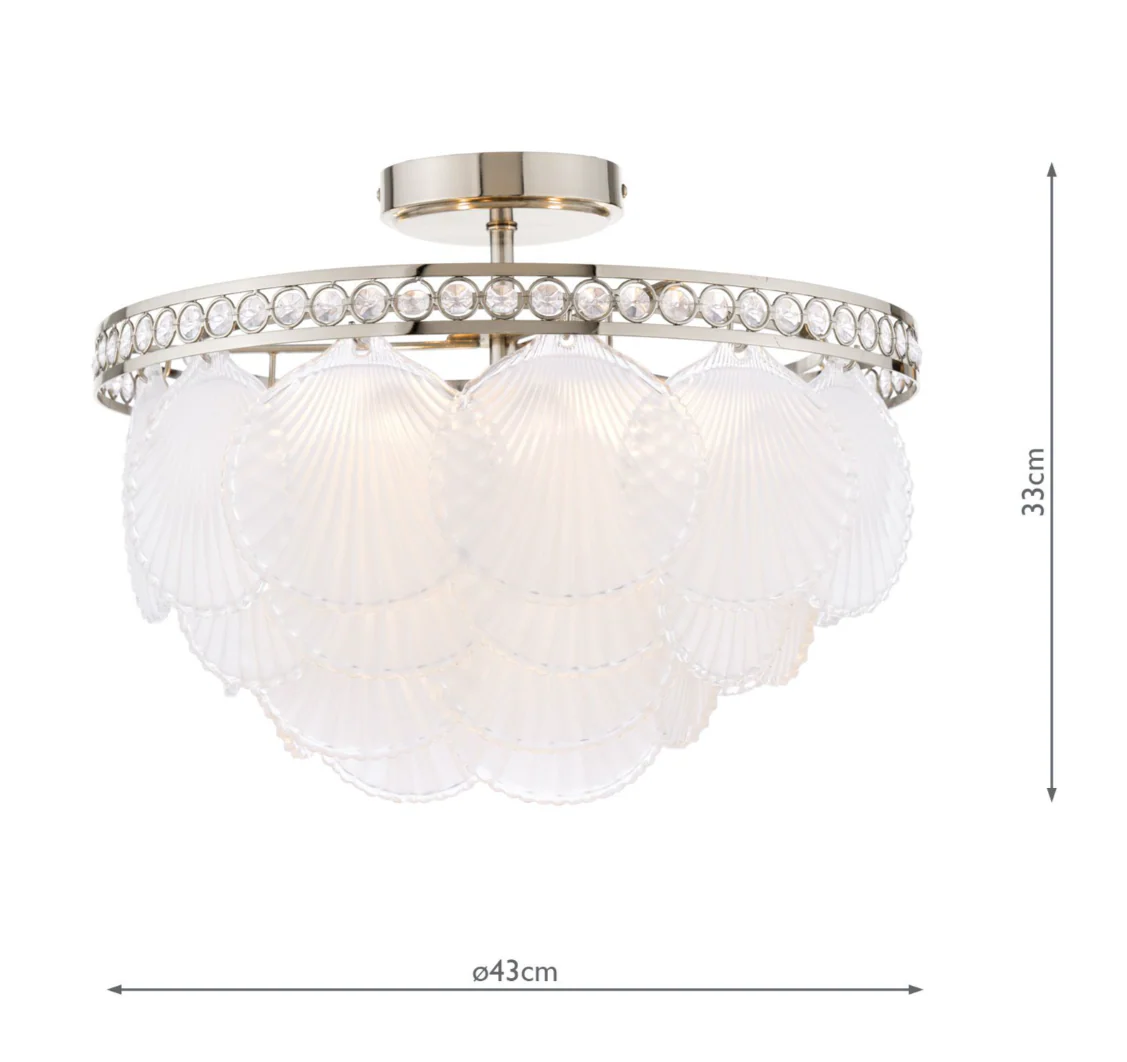 Caverton 4 Lt Semi-Flush Light- Polished Nickel and White Glass - Image 5