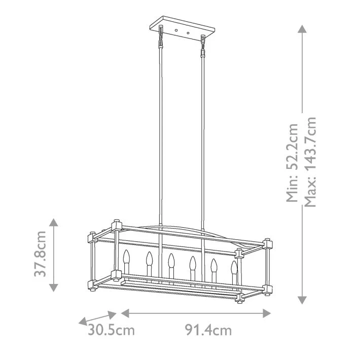 Cayden 6 Light Linear Chandelier - Natural Brass - Image 3
