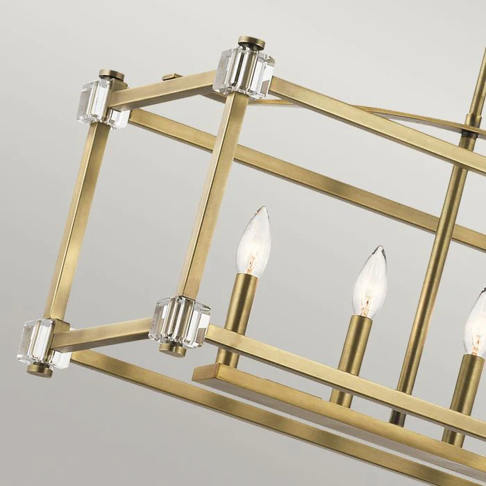 Cayden 6 Light Linear Chandelier - Natural Brass - Image 4