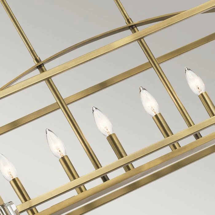 Cayden 6 Light Linear Chandelier - Natural Brass - Image 5