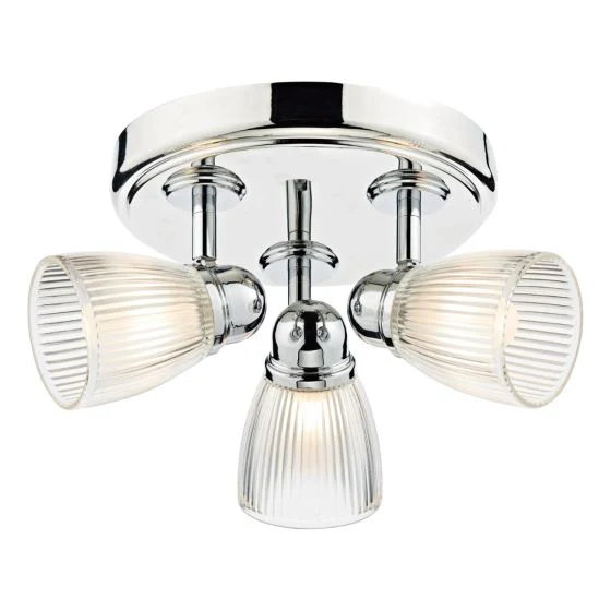 Cedric Bathroom 3Lt Spotlight IP44 - Polished Chrome/Antique Brass
