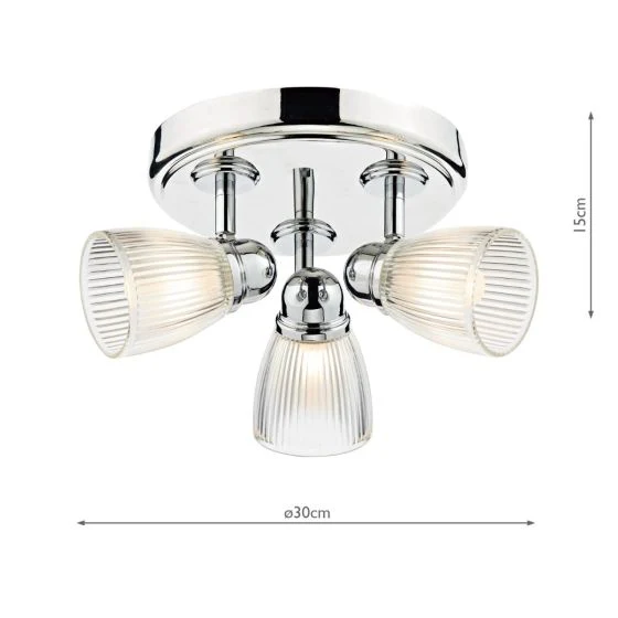 Cedric Bathroom 3Lt Spotlight IP44 - Polished Chrome/Antique Brass - Image 2