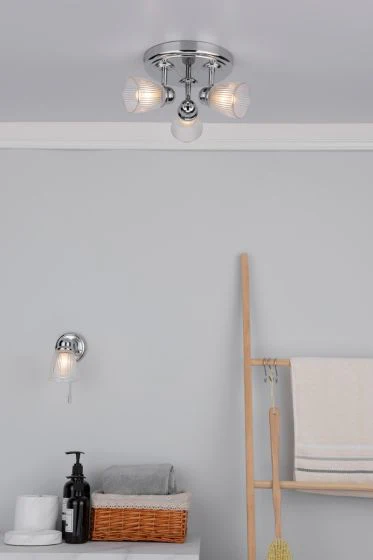 Cedric Bathroom 3Lt Spotlight IP44 - Polished Chrome/Antique Brass - Image 3