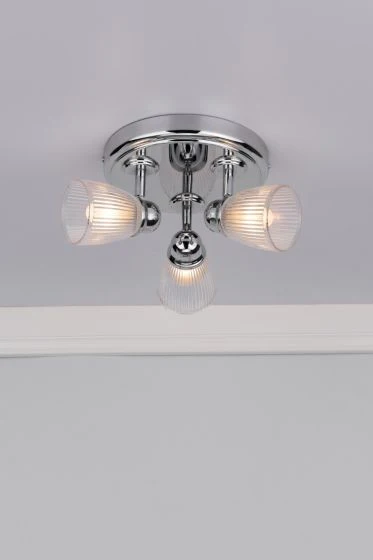 Cedric Bathroom 3Lt Spotlight IP44 - Polished Chrome/Antique Brass - Image 4