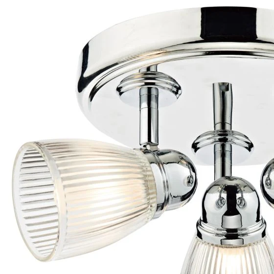 Cedric Bathroom 3Lt Spotlight IP44 - Polished Chrome/Antique Brass - Image 5