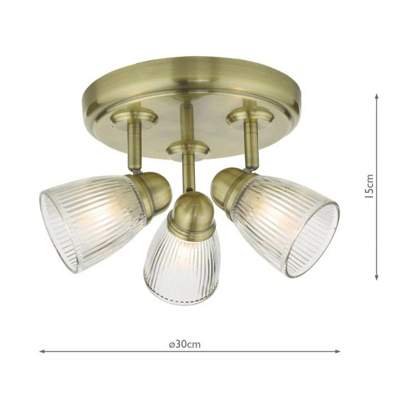 Cedric Bathroom 3Lt Spotlight IP44 - Polished Chrome/Antique Brass - Image 9