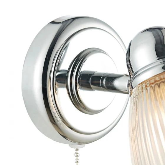 Cedric Bathroom Wall Spotlight IP44 - Polished Chrome/Antique Brass - Image 2
