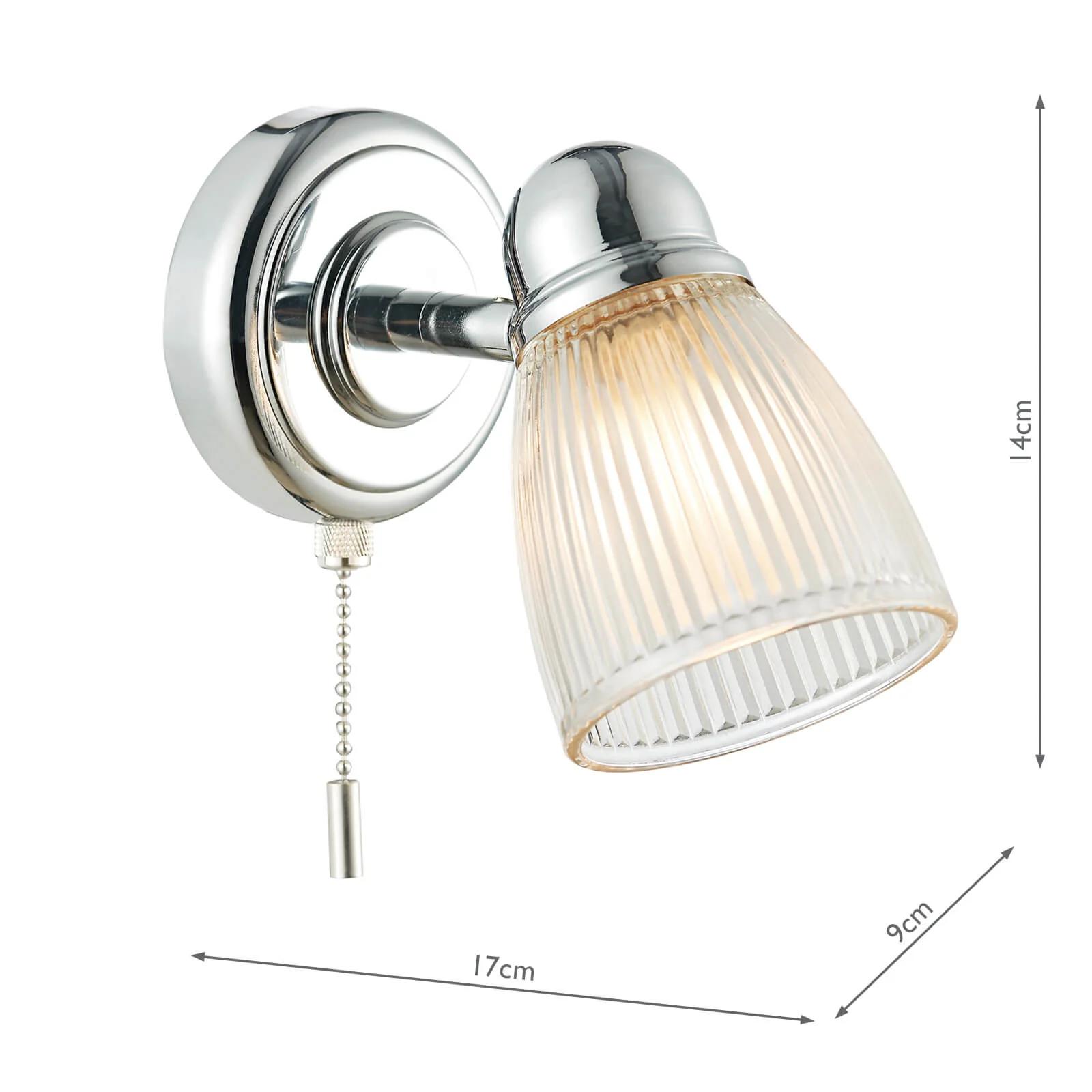 Cedric Bathroom Wall Spotlight IP44 - Polished Chrome/Antique Brass - Image 4