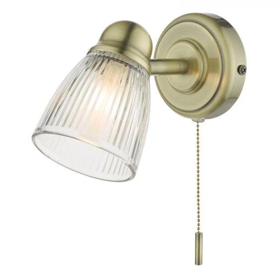 Cedric Bathroom Wall Spotlight IP44 - Polished Chrome/Antique Brass - Image 5