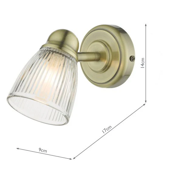 Cedric Bathroom Wall Spotlight IP44 - Polished Chrome/Antique Brass - Image 7