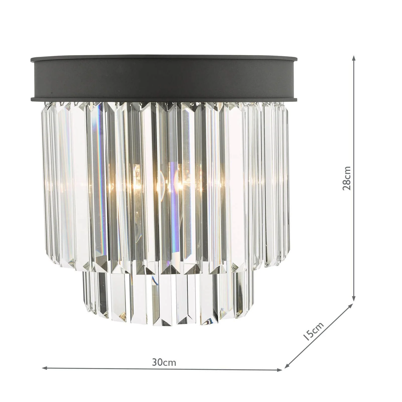 Celeus 2Lt Wall Light - Matt Anthracite & Crystal Finish, IP20 - Image 4