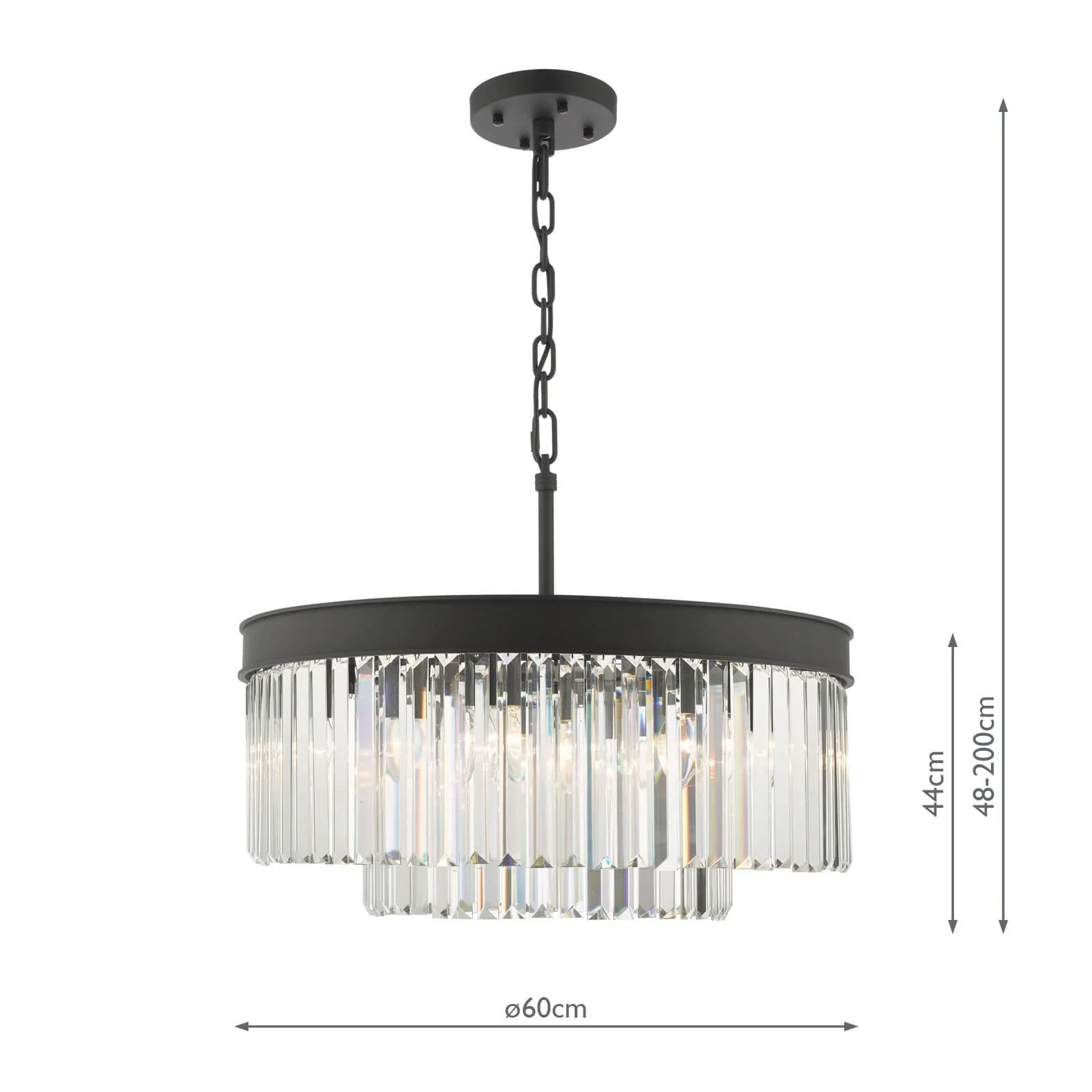 Celeus 6/8Lt Crystal Ceiling Light - Matt Anthracite & Crystal Finish, IP20 - Image 4