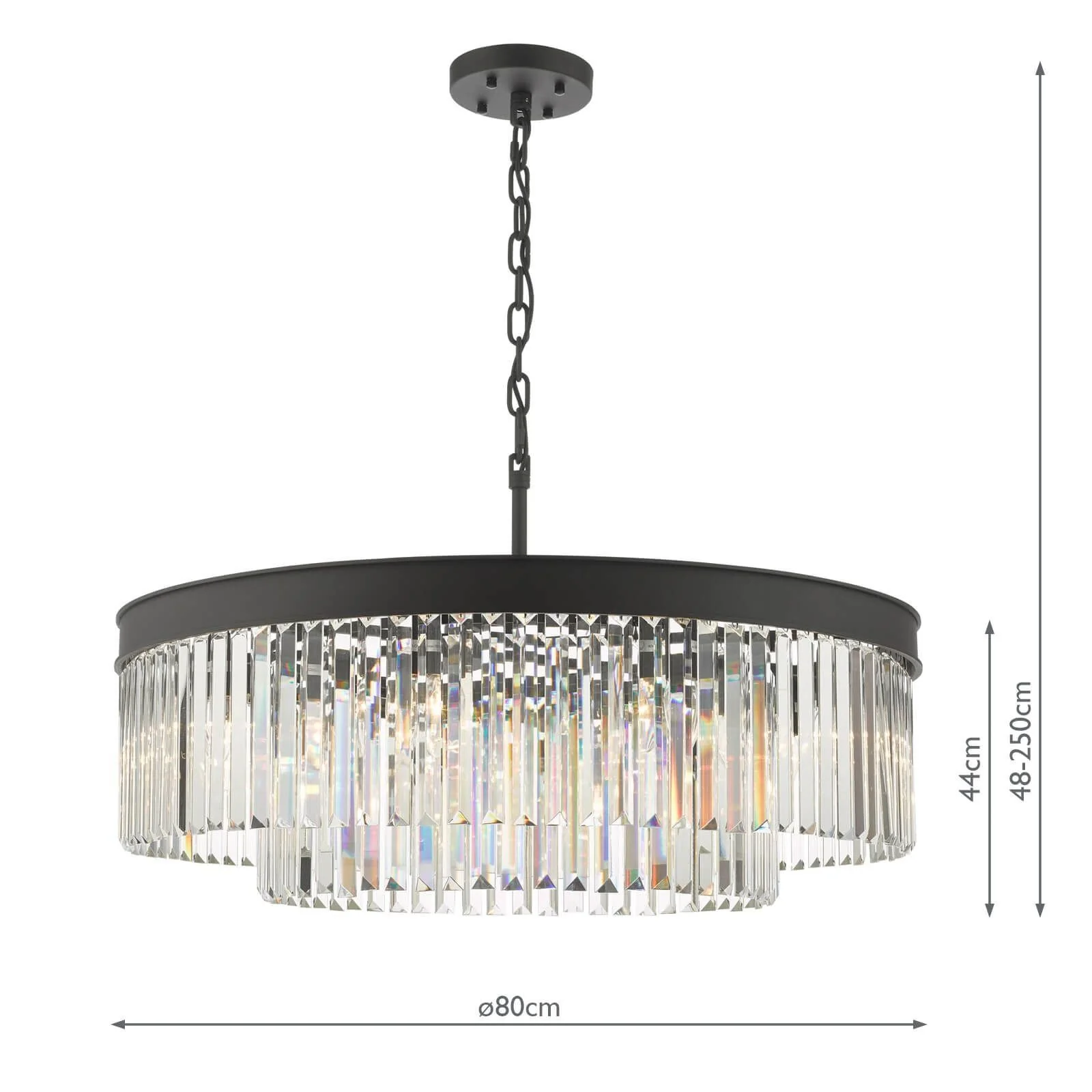 Celeus 6/8Lt Crystal Ceiling Light - Matt Anthracite & Crystal Finish, IP20 - Image 8