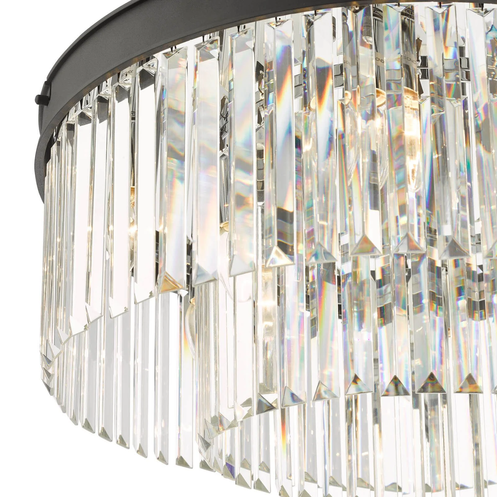 Celeus 6Lt Flush Ceiling Light - Matt Anthracite & Crystal Finish, IP20 - Image 2