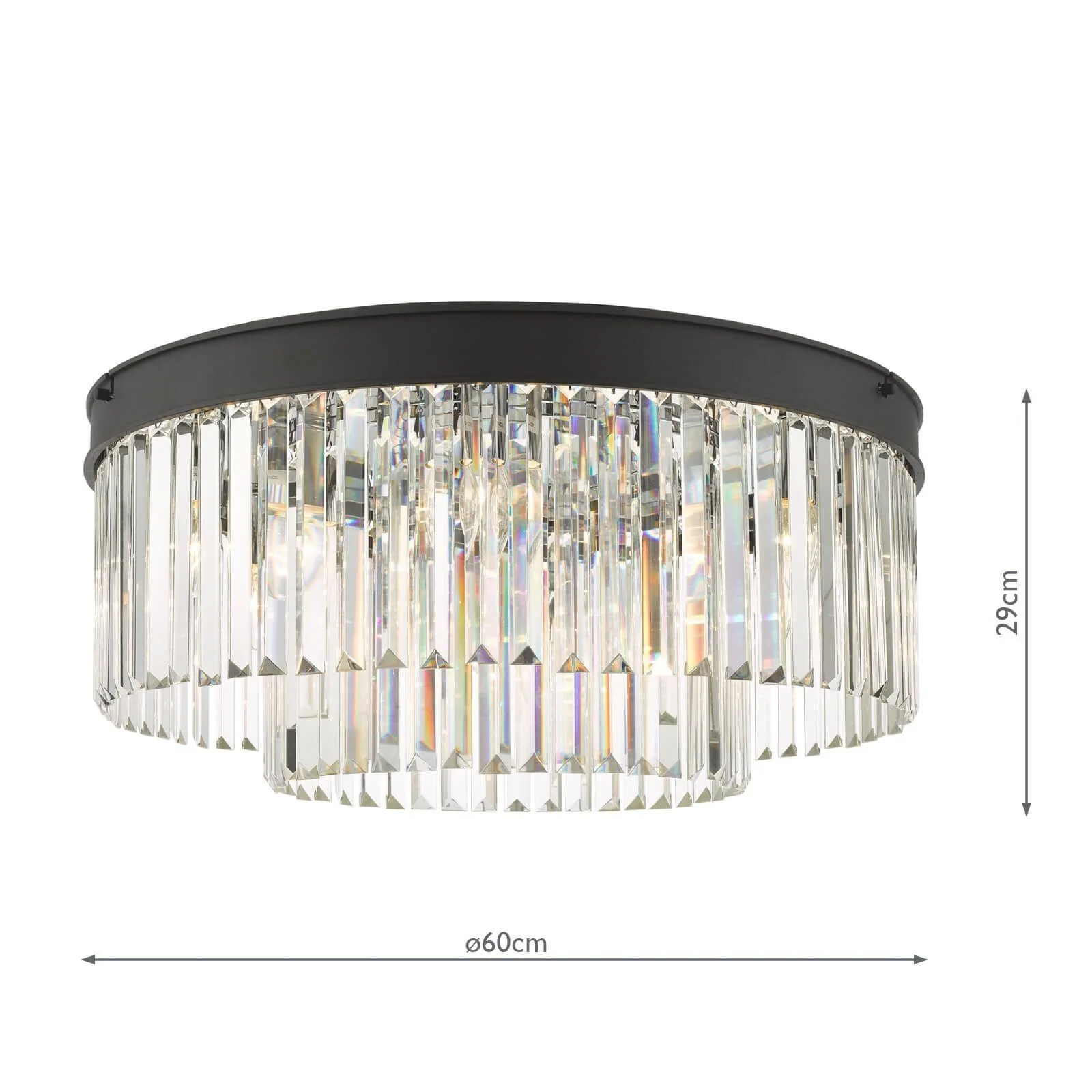 Celeus 6Lt Flush Ceiling Light - Matt Anthracite & Crystal Finish, IP20 - Image 6