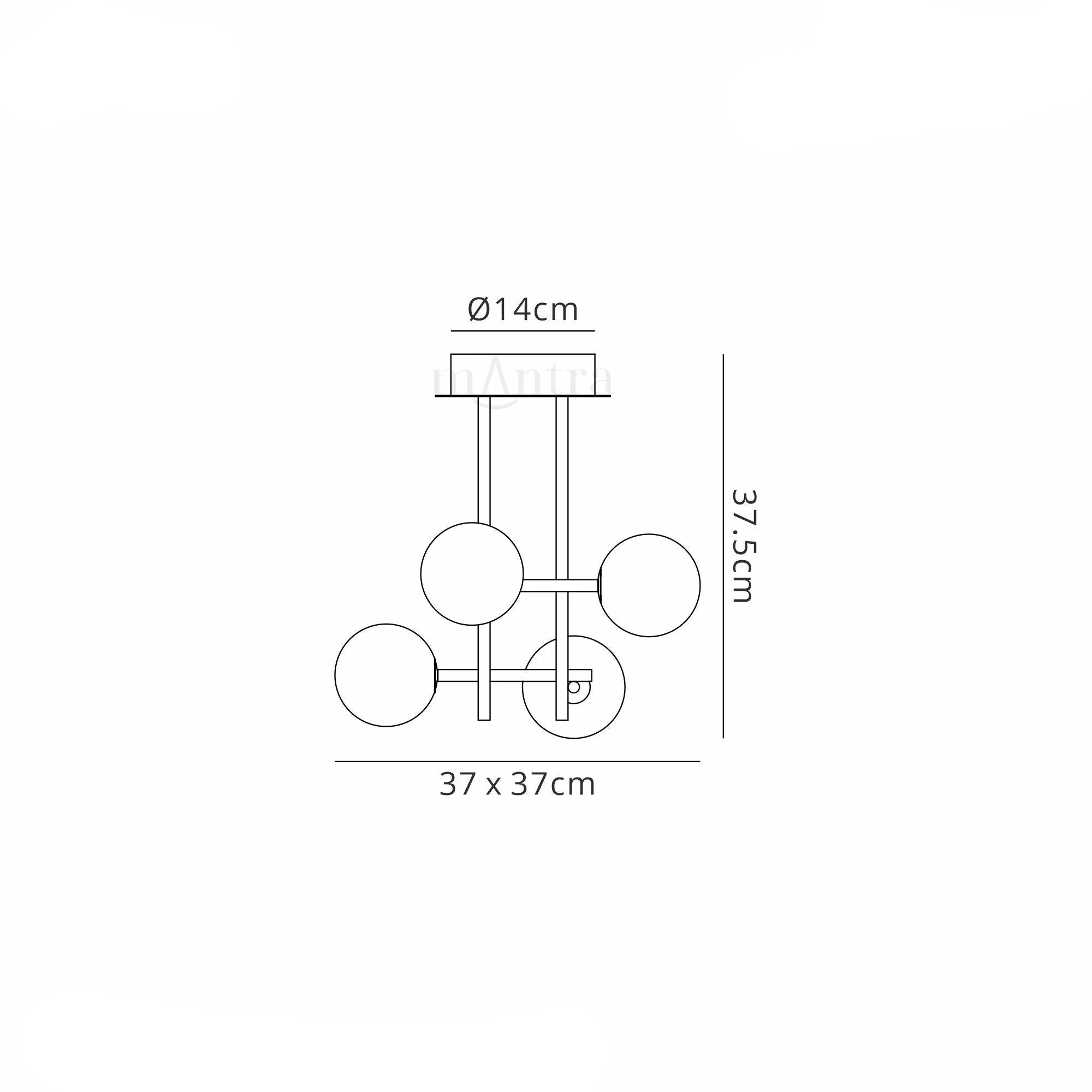 Cellar Semi Flush Ceiling 4/7 Light - 3000K, Black - Image 5