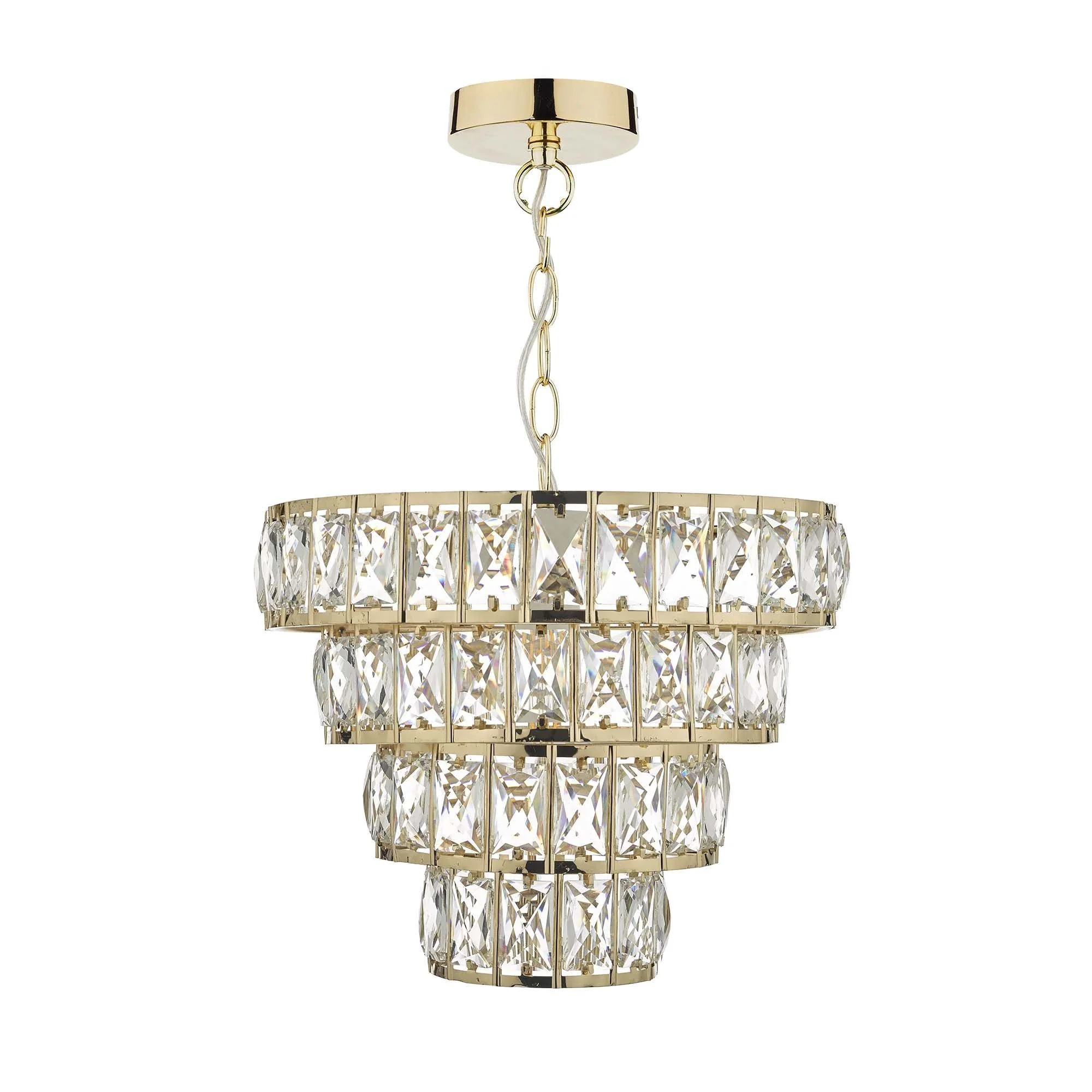 Cerys 1Lt 4-Tier Crystal Centre Ceiling Light - Gold Finish - Image 2