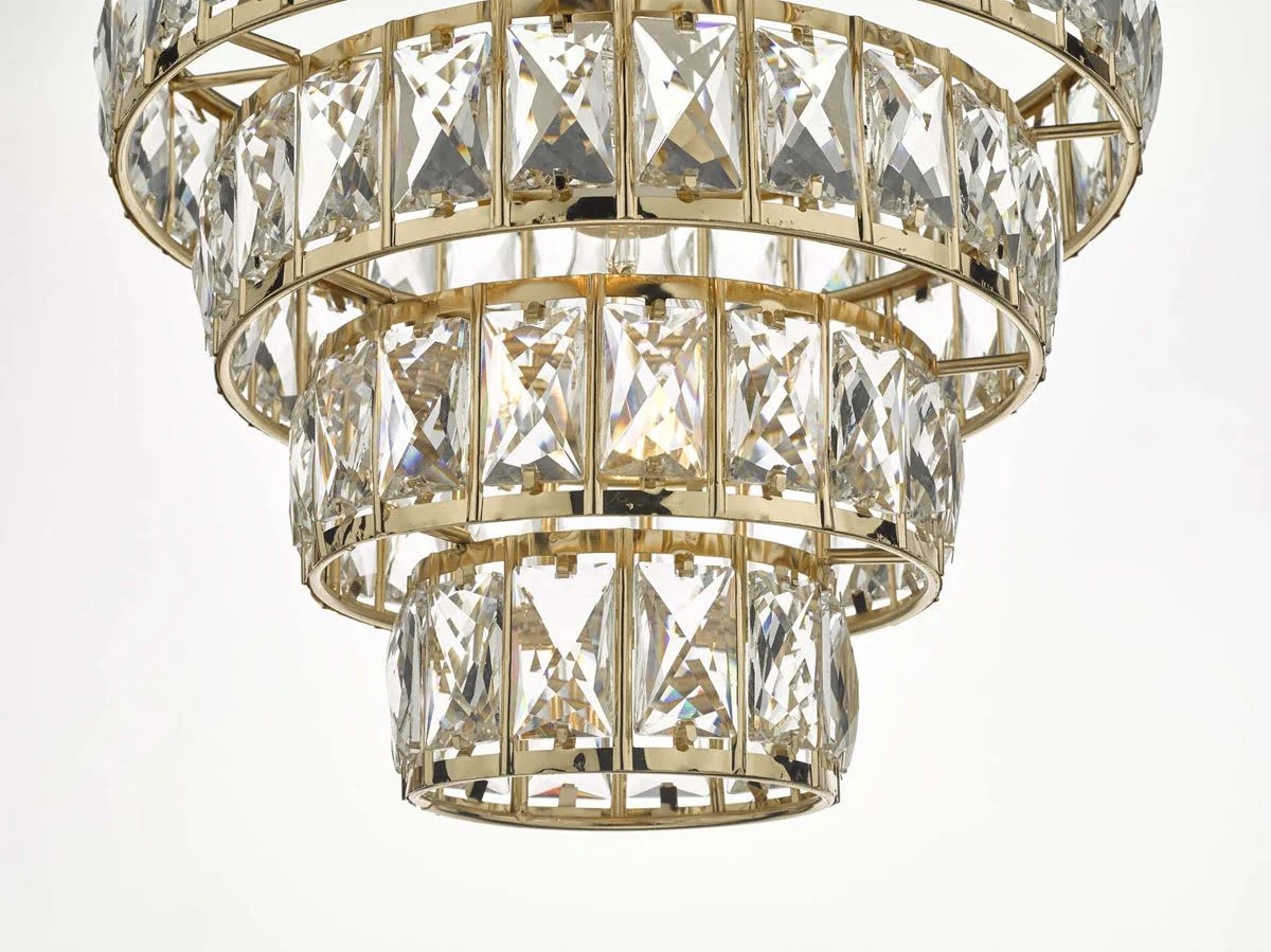 Cerys 1Lt 4-Tier Crystal Centre Ceiling Light - Gold Finish - Image 3