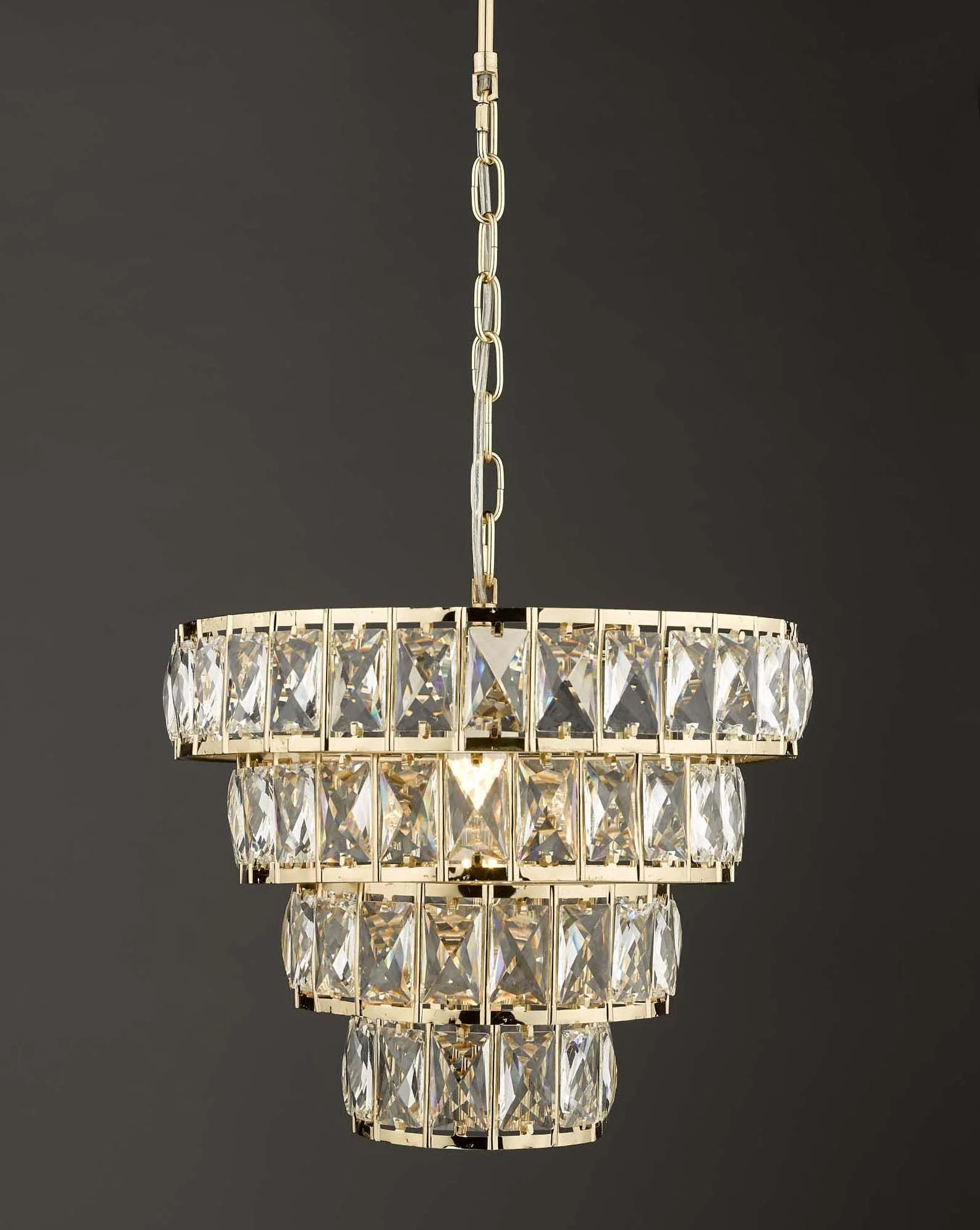 Cerys 1Lt 4-Tier Crystal Centre Ceiling Light - Gold Finish - Image 5