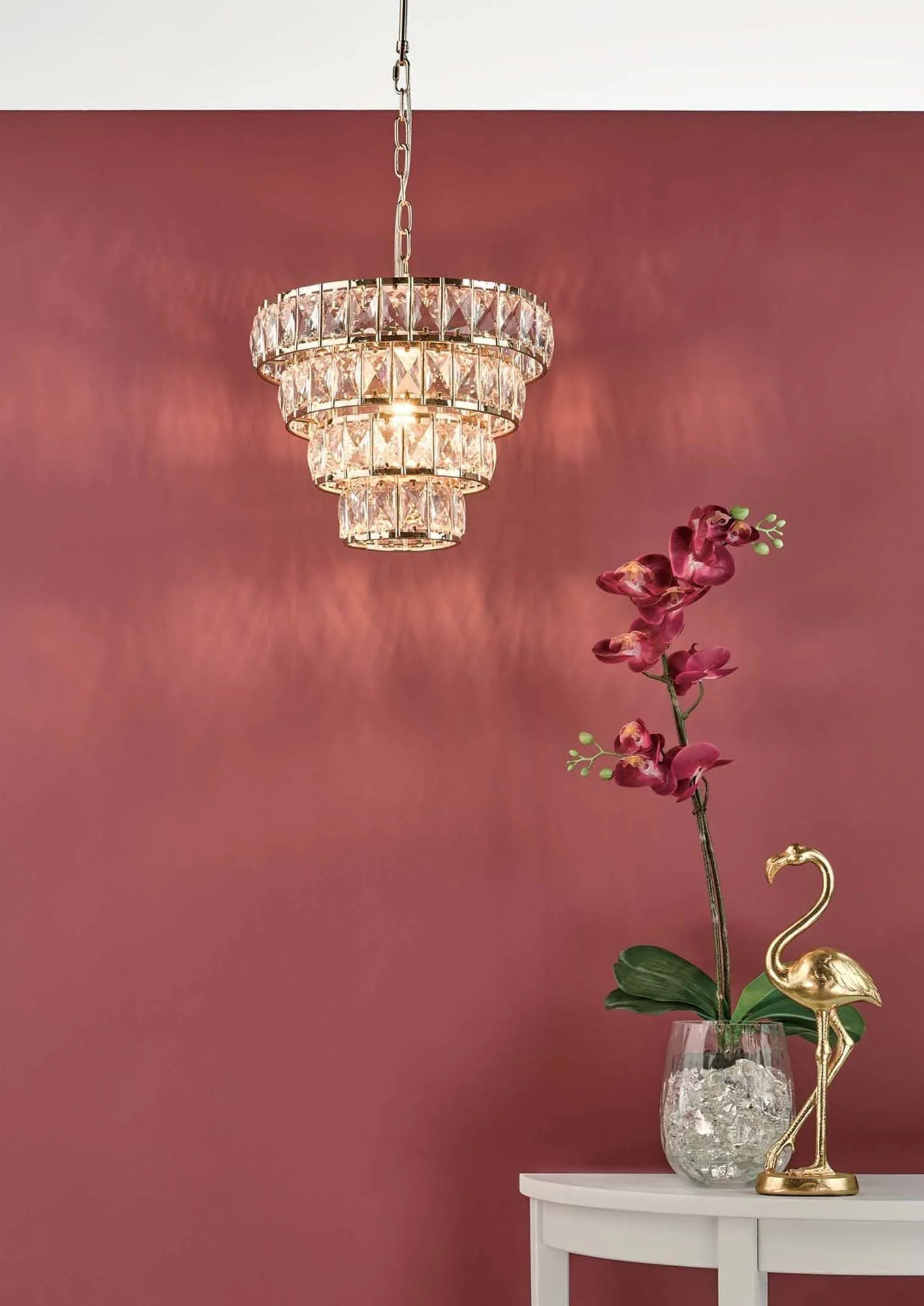 Cerys 1Lt 4-Tier Crystal Centre Ceiling Light - Gold Finish - Image 6