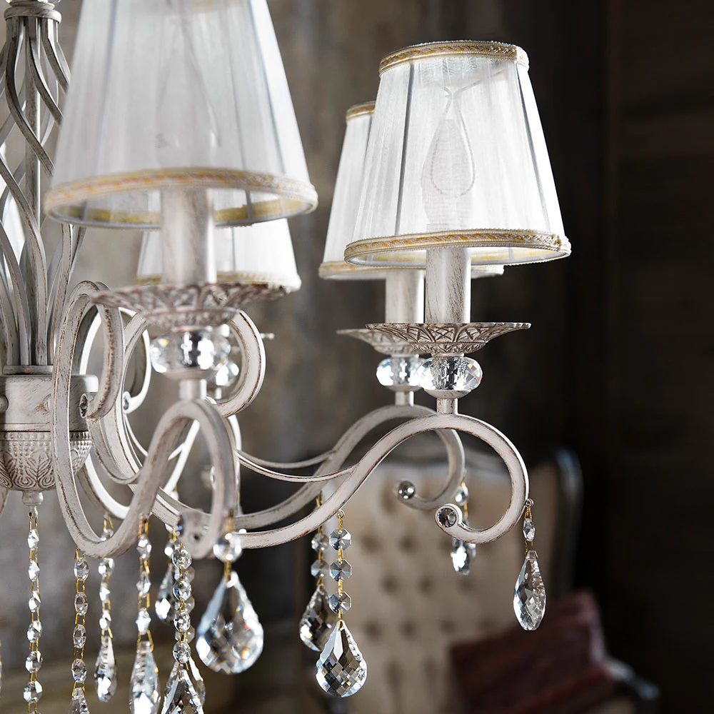 Grace 8Lt Chandelier - White with Gold finish - Image 3