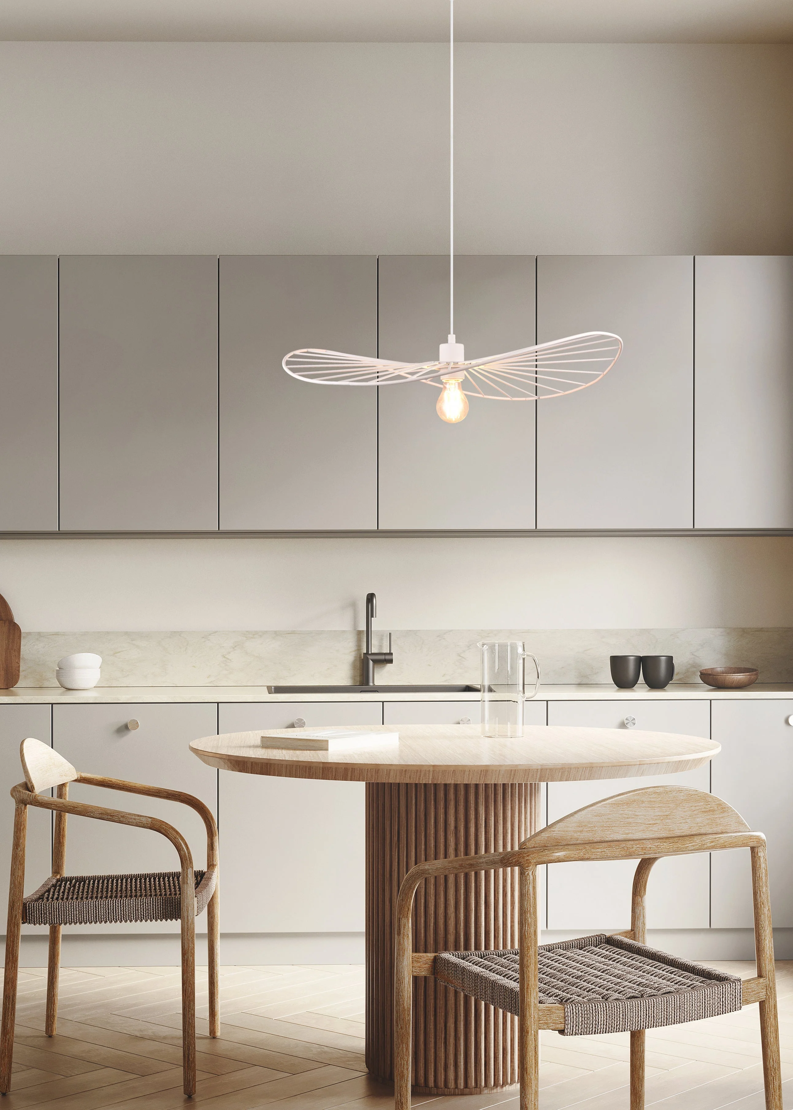 Chapeau Hanging Pendant - Black / White Finish - Image 7