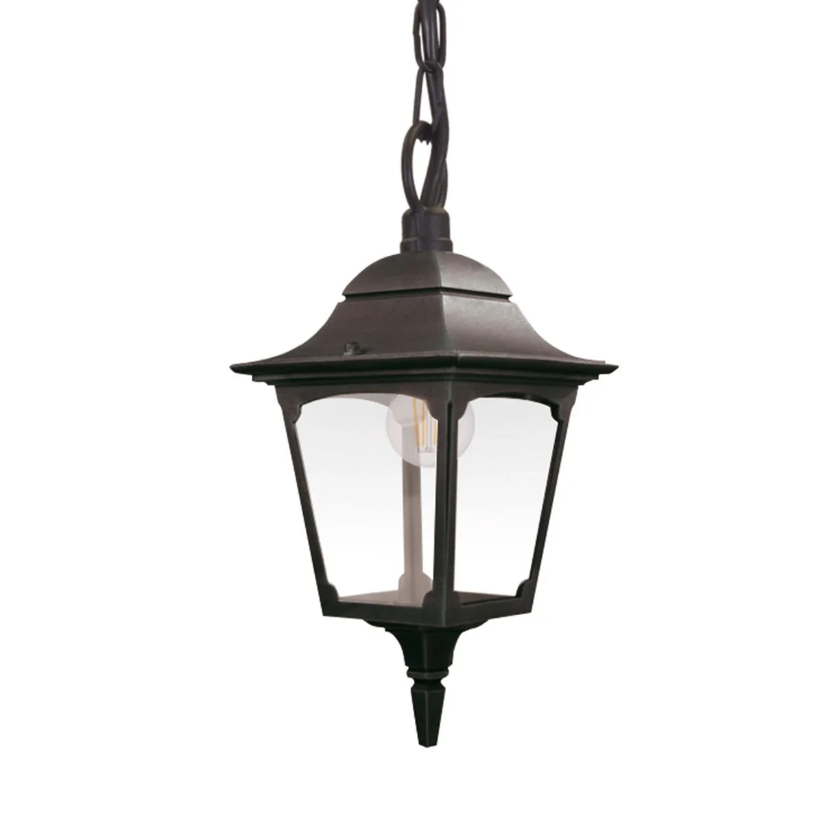 Chapel 1 Light Medium/Large Chain Lantern - Black IP44 E27 - Image 2