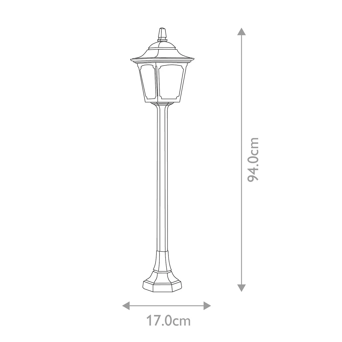 Chapel 1 Light Medium/Large Pillar Lantern - Black IP44 E27 - Image 11