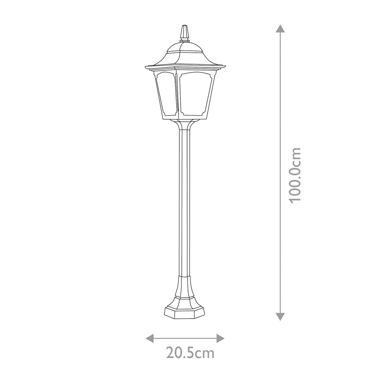 Chapel 1 Light Medium/Large Pillar Lantern - Black IP44 E27 - Image 12