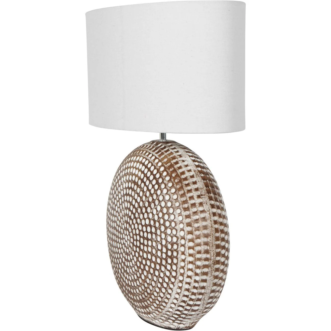 Chariot Round Ceramic Lamp Base with Ivory Oval Drum Shade - Image 2