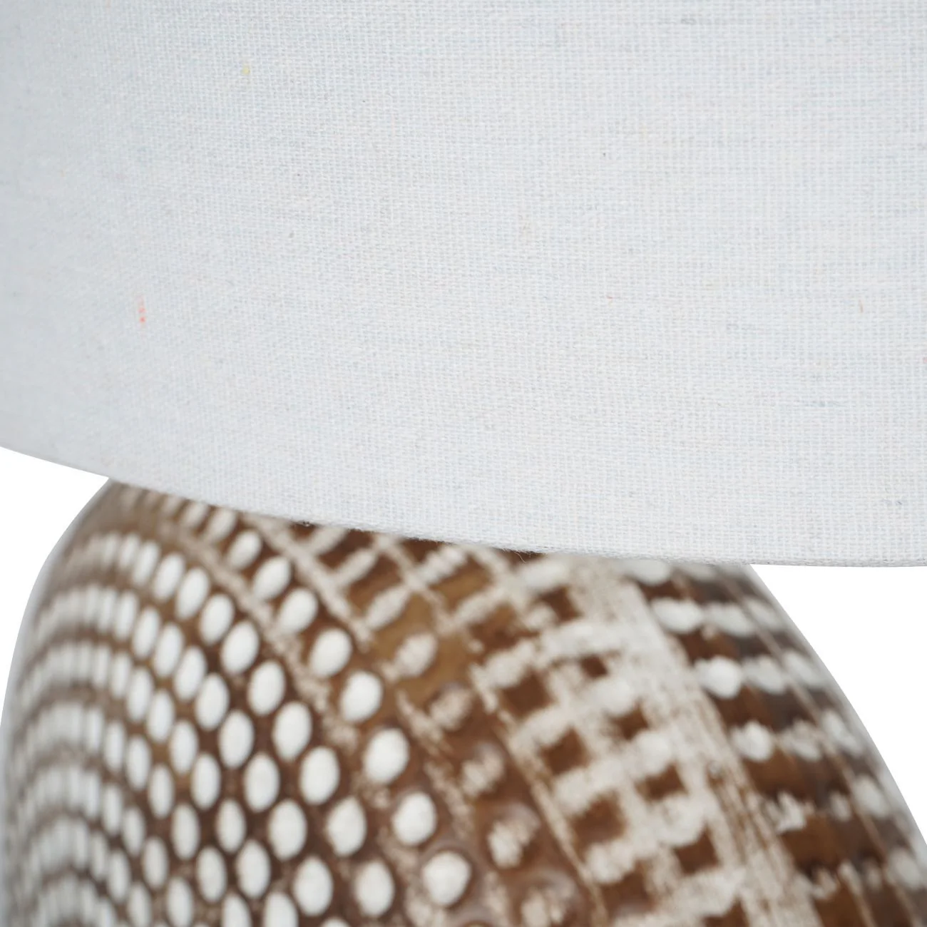 Chariot Round Ceramic Lamp Base with Ivory Oval Drum Shade - Image 4