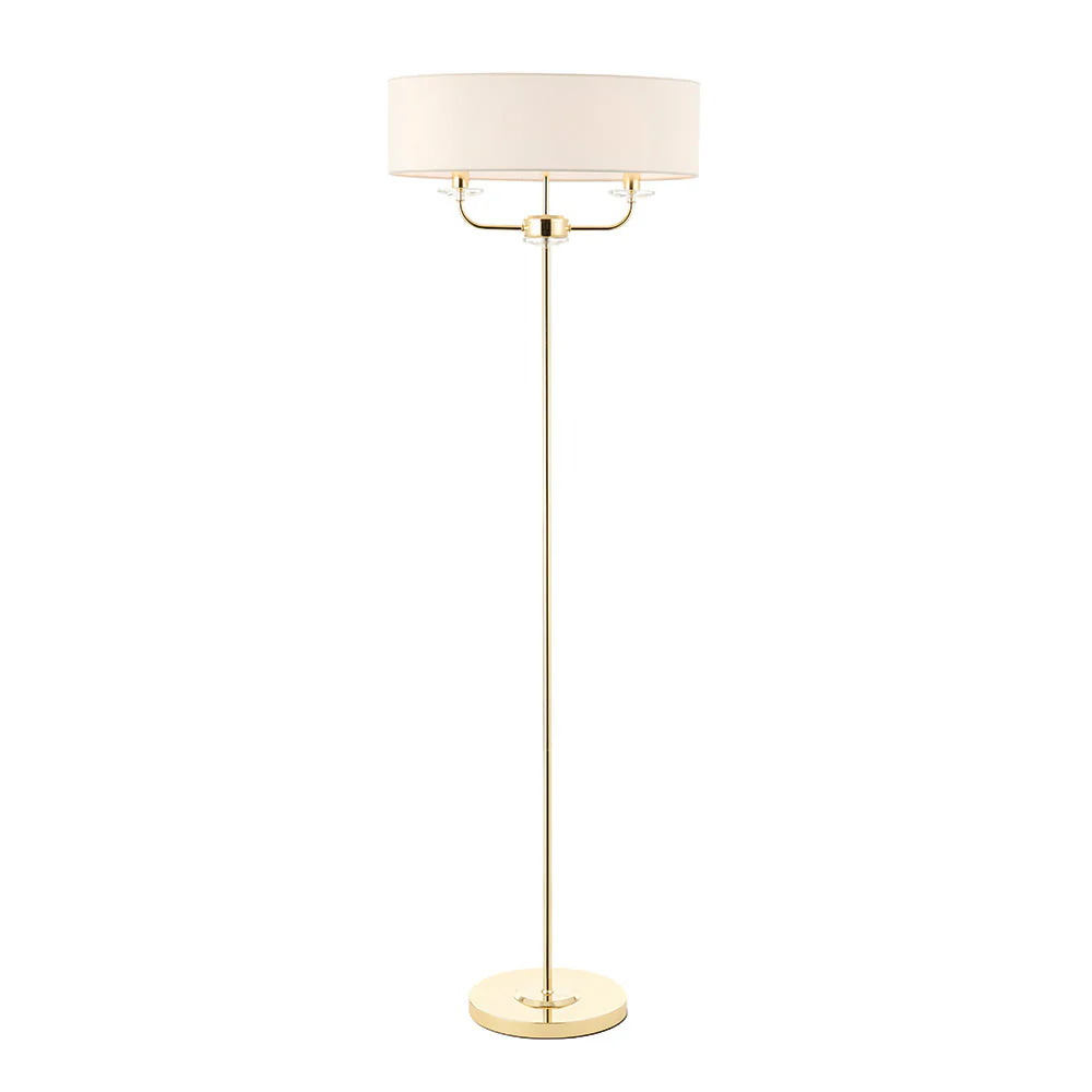 Charlene 2lt Floor Lamp - Nickel/Brass Finish E14 - Image 3
