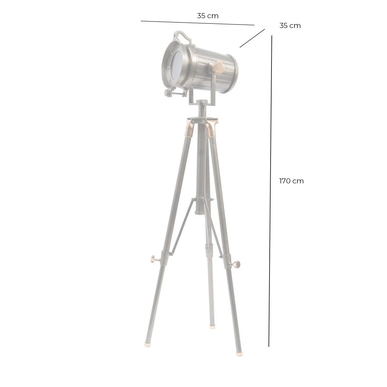 Charlie Copper & Satin Grey Tripod Floor Lamp - Image 2