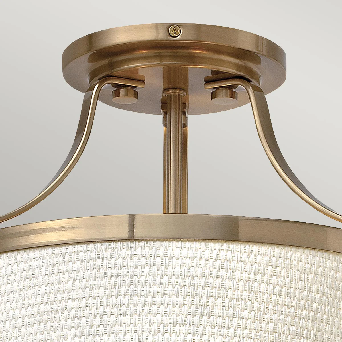 Charlotte 3 Light Semi-Flush - Antique Nickel/Brushed Caramel, Linen Shade - Image 7