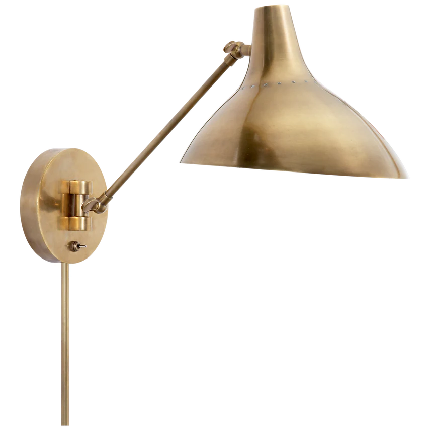 Charlton Wall Light - Black/Brass/White - Image 2