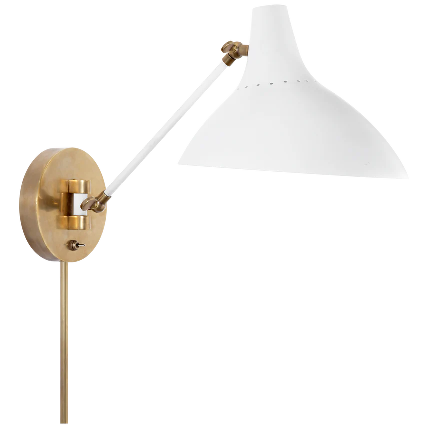 Charlton Wall Light - Black/Brass/White - Image 3