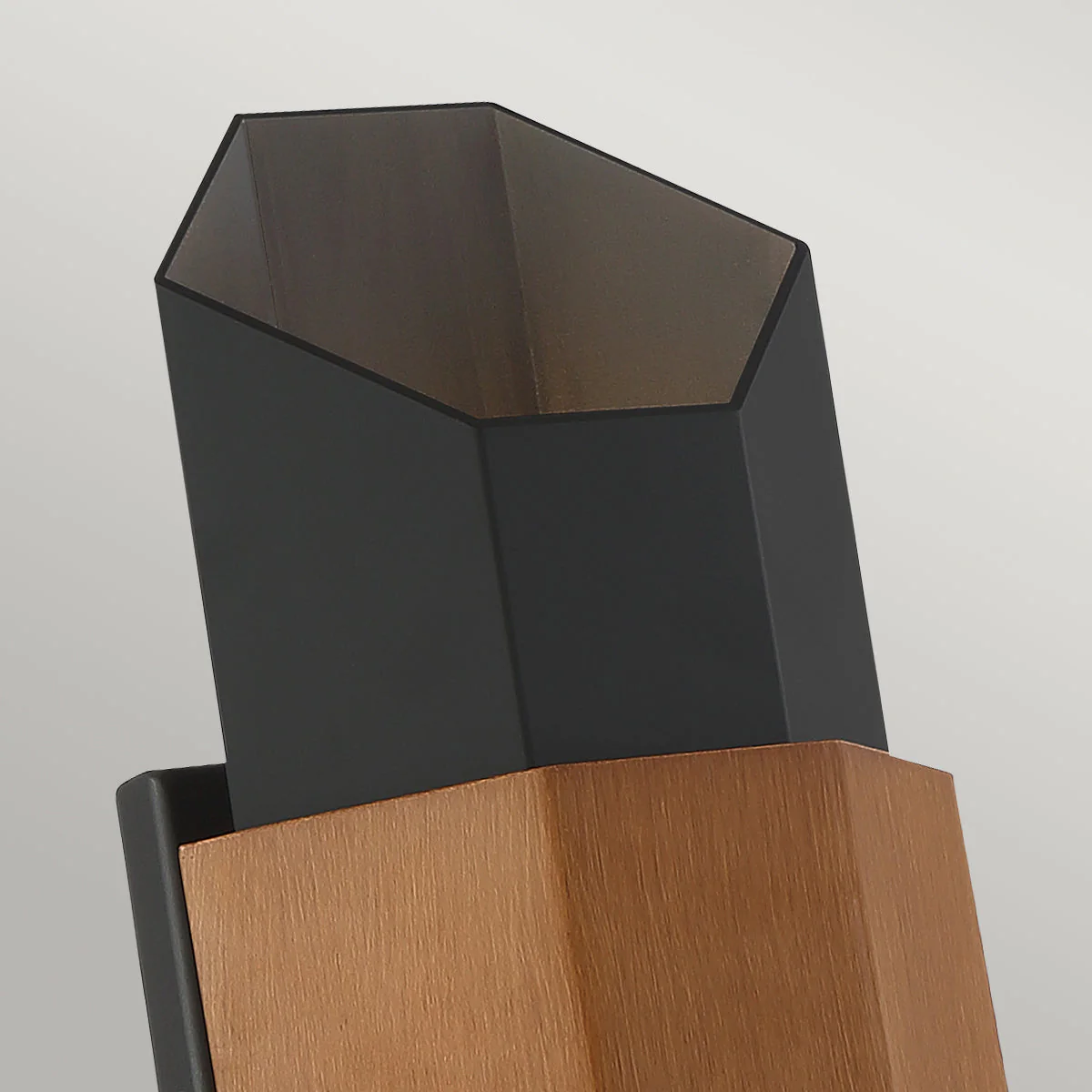 Chasm Medium/Large LED Wall Lantern - Matte Black & Wood Finish - Image 2