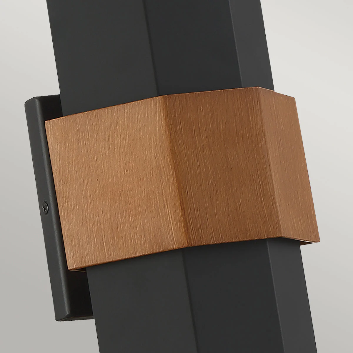 Chasm Medium/Large LED Wall Lantern - Matte Black & Wood Finish - Image 3