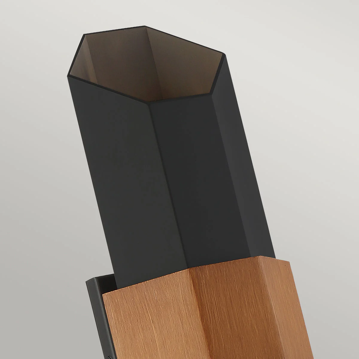 Chasm Medium/Large LED Wall Lantern - Matte Black & Wood Finish - Image 6