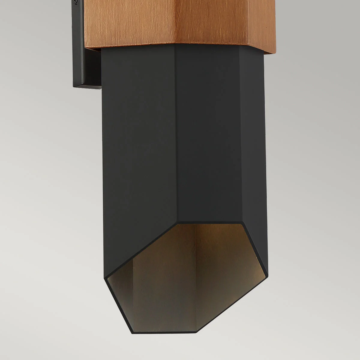Chasm Medium/Large LED Wall Lantern - Matte Black & Wood Finish - Image 8