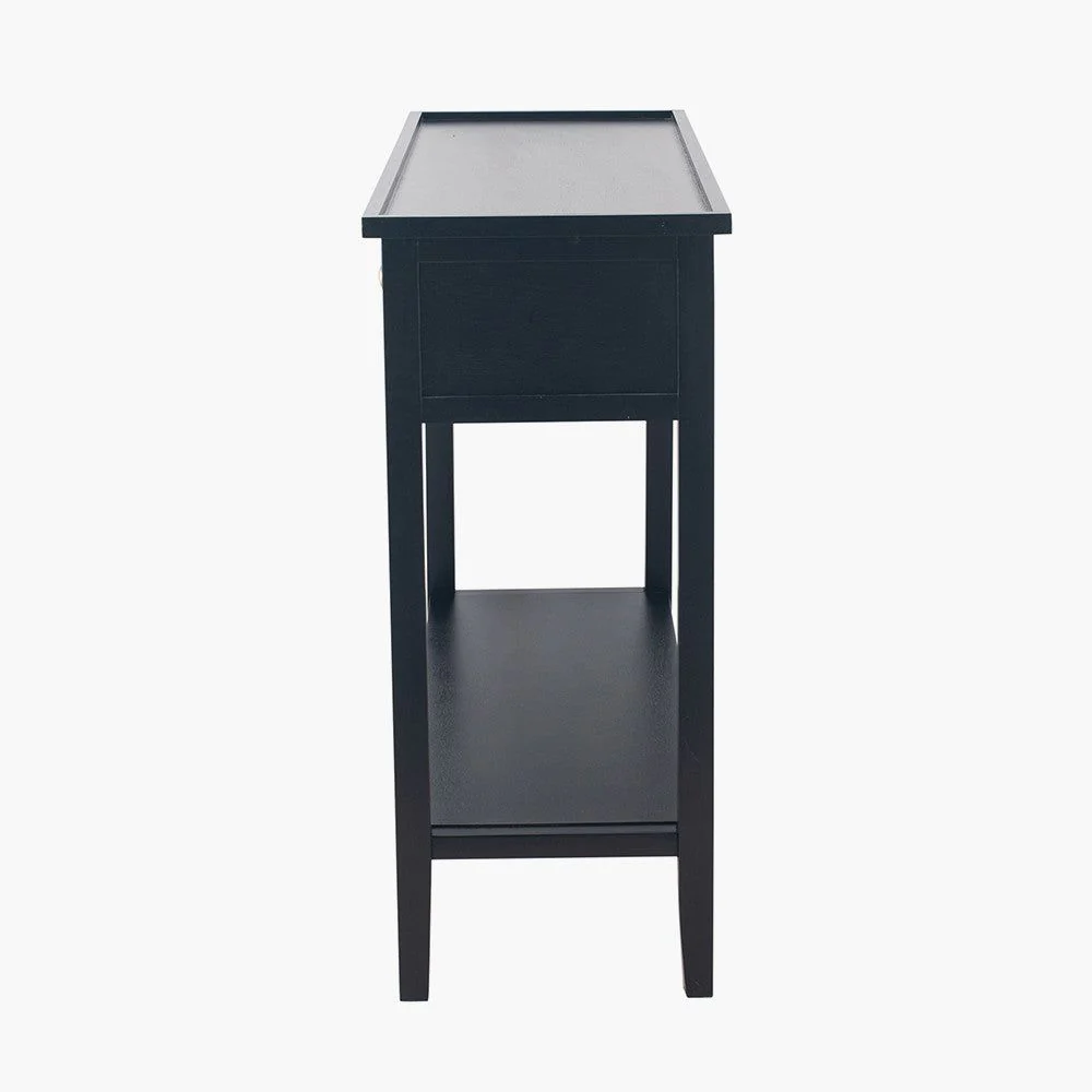 Chelmsford Pine Wood 2 Drawer Console Table - Satin Black - Image 3