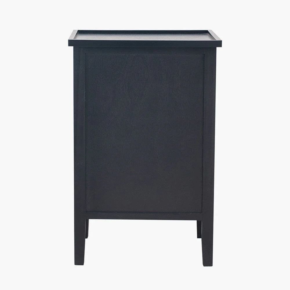 Chelmsford Pine Wood 3 Drawer Bedside Unit- Satin Black Finish - Image 4