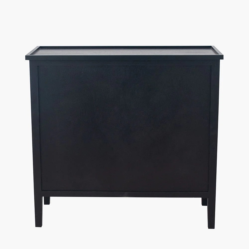 Chelmsford Pine Wood 4 Drawer Unit - Satin Black Finish - Image 3
