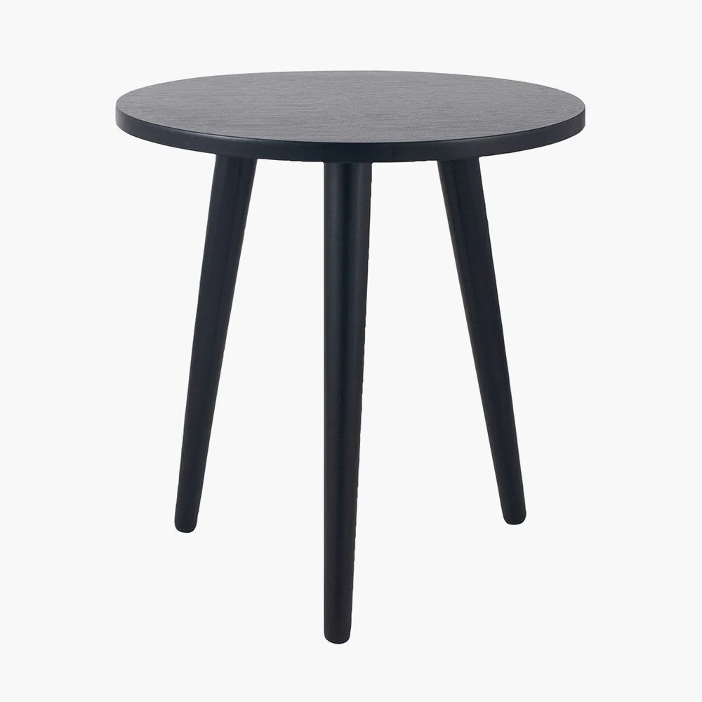 Chelmsford Round Side Table K/D-  Satin Black Pine Wood Finish - Image 3