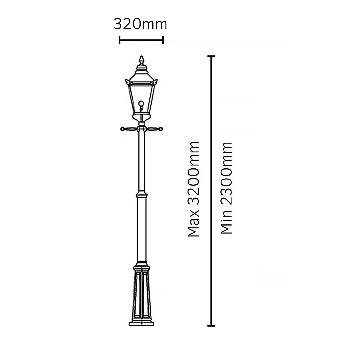 Chelsea 1/2Lt Lamp Post - Copper Black IP44  E27 - Image 10